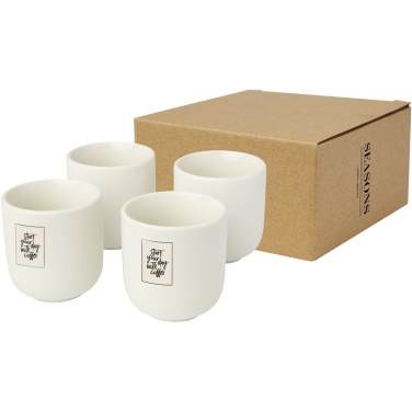Male espressokuppisetti, 4 × 90 ml logolla, Valkoinen – yksityiskohtakuva 4
