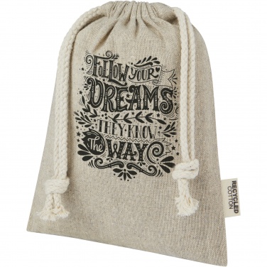 Logotrade mainoslahjat ja liikelahjat tuotekuva: Pheebs 150 g/m² GRS-kierrätetystä puuvillasta valmistettu pieni lahjapussi 0,5 l