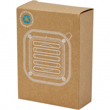 Logo trade liikelahjat tuotekuva: Solo 3 W:n IPX5 RCS -kierrätetystä muovista valmistettu, aurinkoenergialla toimiva Bluetooth®-kaiutin jousihaalla 