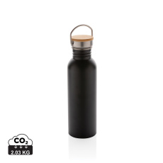 Moderni pullo ruostumattomasta teräksestä bambukannella