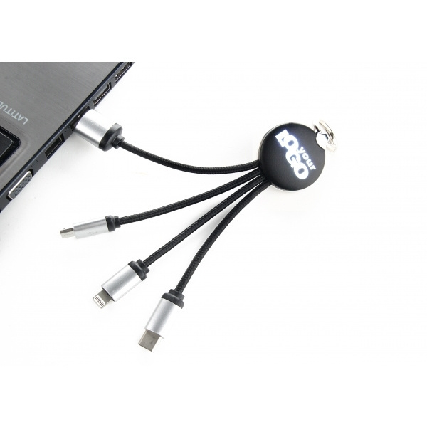 Logotrade liikelahja tuotekuva: 3in1-kaapeli, jossa valaistu logo kaiverrukseen, RXD-368