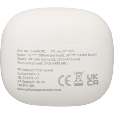 Logo trade liikelahja mainoslahja tuotekuva: Alterf kierrätysmuovista valmistetut langattomat True Wireless Bluetooth® -kuulokkeet silikonisilla korvasovittimilla