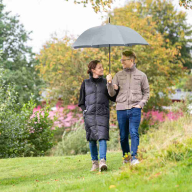 FARE ÖkoBrella automaattinen golfsateenvarjo kierrätetyllä PET-kankaalla ja puukahvalla logolla, harmaa (waterSAVE®) – yksityiskohtakuva 10