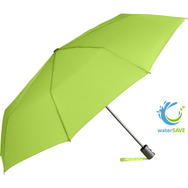 FARE ÖkoBrella taskusateenvarjo kierrätetyllä PET-kankaalla ja rABS-kahvalla logolla, lime (waterSAVE®) – tuotekuva