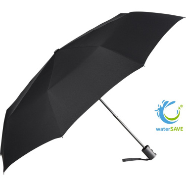 FARE ÖkoBrella taskusateenvarjo kierrätetyllä PET-kankaalla ja rABS-kahvalla logolla, musta (waterSAVE®) – tuotekuva
