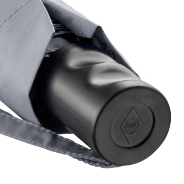 FARE ÖkoBrella taskusateenvarjo kierrätetyllä PET-kankaalla ja rABS-kahvalla logolla, harmaa (waterSAVE®) – yksityiskohtakuva 3
