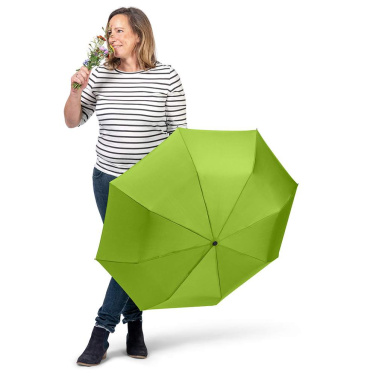 FARE ÖkoBrella taskusateenvarjo kierrätetyllä PET-kankaalla ja rABS-kahvalla logolla, lime (waterSAVE®) – yksityiskohtakuva 9