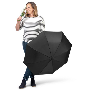 FARE ÖkoBrella taskusateenvarjo kierrätetyllä PET-kankaalla ja rABS-kahvalla logolla, musta (waterSAVE®) – yksityiskohtakuva 9