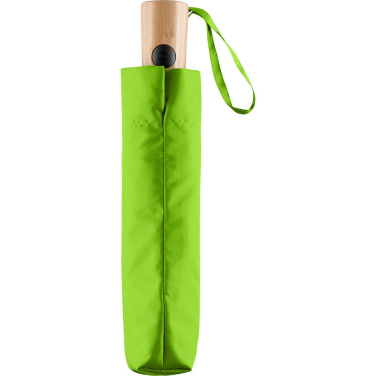 FARE ÖkoBrella AOC taskusateenvarjo kierrätetyllä PET-kankaalla ja bambukahvalla logolla, lime (waterSAVE®) – yksityiskohtakuva 2
