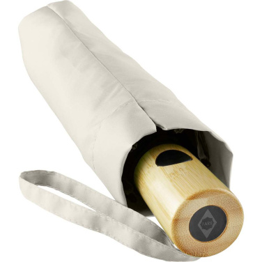 FARE ÖkoBrella AOC taskusateenvarjo kierrätetyllä PET-kankaalla ja bambukahvalla logolla, luonnonvalkoinen (waterSAVE®) – yksityiskohtakuva 4