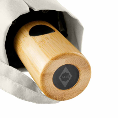 FARE ÖkoBrella AOC taskusateenvarjo kierrätetyllä PET-kankaalla ja bambukahvalla logolla, luonnonvalkoinen (waterSAVE®) – yksityiskohtakuva 6
