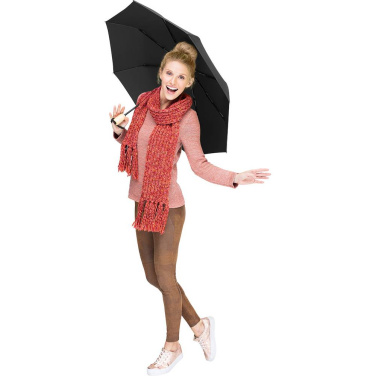 FARE ÖkoBrella AOC taskusateenvarjo kierrätetyllä PET-kankaalla ja bambukahvalla logolla, musta (waterSAVE®) – yksityiskohtakuva 2