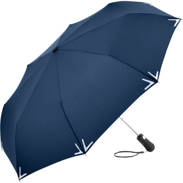 FARE Safebrella® automaattinen taskusateenvarjo LED-valolla ja heijastimilla logolla, tummansininen – tuotekuva