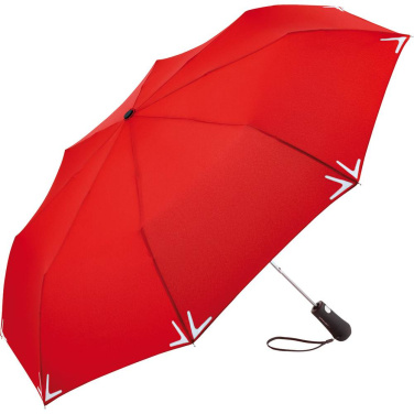 FARE Safebrella® automaattinen taskusateenvarjo LED-valolla ja heijastimilla logolla, punainen – tuotekuva