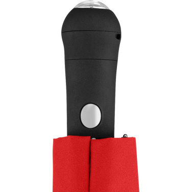 FARE Safebrella® automaattinen taskusateenvarjo LED-valolla ja heijastimilla logolla, punainen – yksityiskohtakuva 3