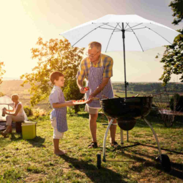 FARE® Parasol XL aurinkovarjo, Ø 235 cm logolla, valkoinen – yksityiskohtakuva 2