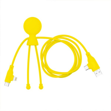 Keltainen Xoopar Mr Bio Long Fast 60W -monikaapeli Lightning/USB-C- ja USB-C/USB-A-liittimillä
