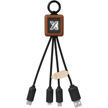 SCX.design C19 20 W puinen 3-in-1-latauskaapeli valaisevalla logolla – edestä