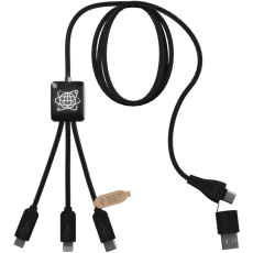 SCX.design C45 5-in-1 rPET-lataus- ja datakaapeli valaisevalla logolla