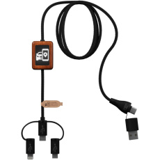 SCX.design C46 CarPlay 5-in-1 lataus- ja datakaapeli bambuviimeistelyllä ja valaisevalla logolla