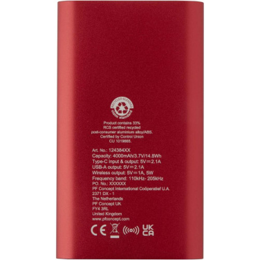 Juice 4 000 mAh:n langaton Type-C-varavirtalähde kierrätetystä alumiinista – takaa