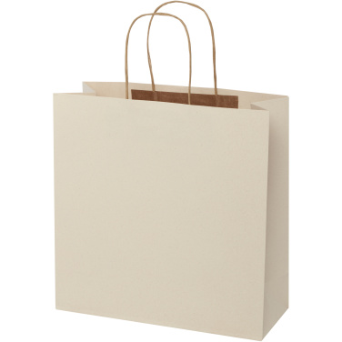Maatalousjätteestä valmistettu 150 g/m2 paperikassi kierrekahvoilla – 31 x 12 x 31 cm, tuotekuva
