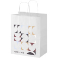 Kraft 80–90 g/m2:n paperikassi kierrekahvoilla – 25 x 15 x 32 cm, Valkoinen