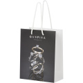 Käsintehty integra-paperikassi 170 g/m2 muovinarukahvoilla – 18 x 9 x 23 cm, Valkoinen