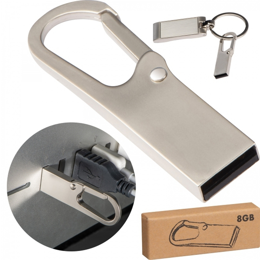 Metallinen USB-muistitikku 8GB 2.0 DONALD, harmaa, tuotekuva