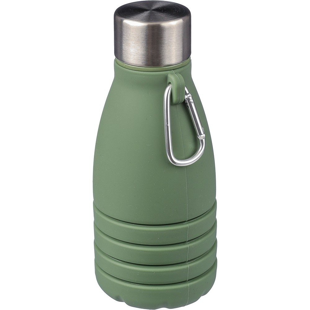 Taittuva urheilujuomapullo 550 ml karabiinihaalla, vihreä, tuotekuva (1)