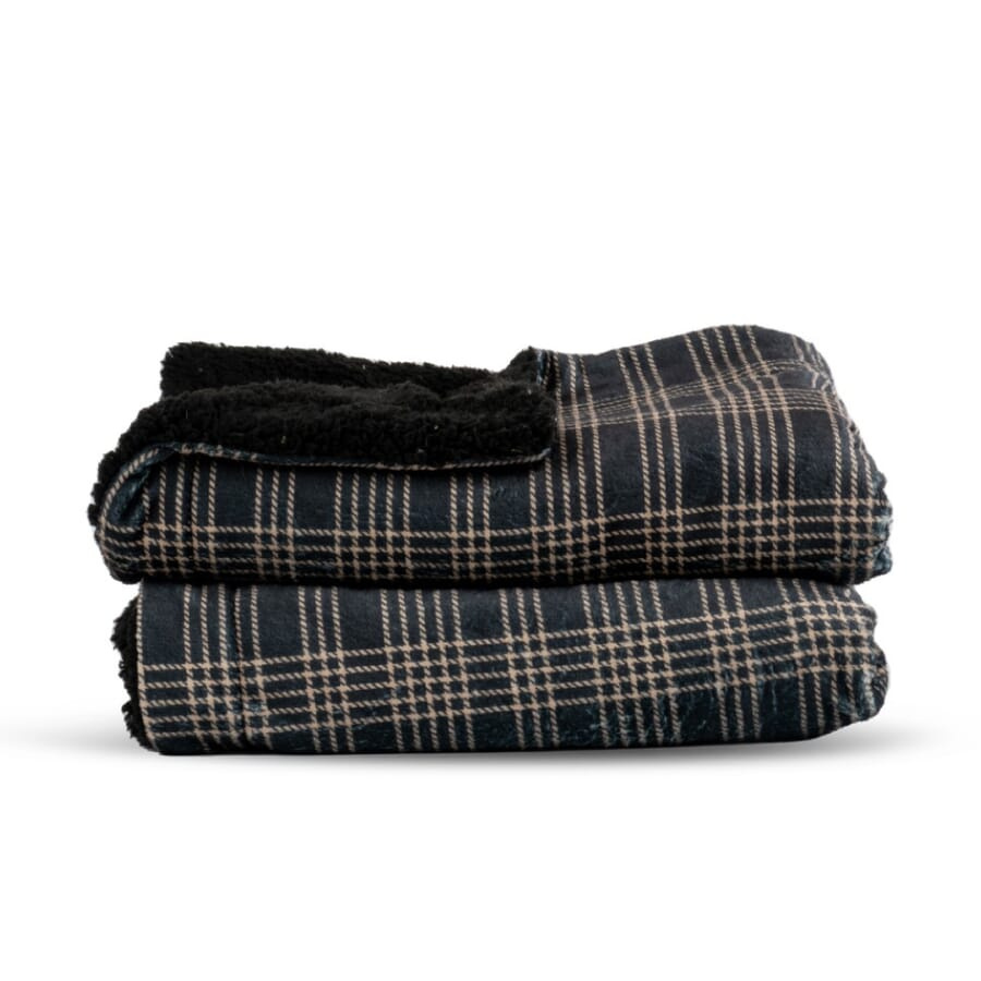 Sagaform Rut fleece plaid, musta, tuotekuva