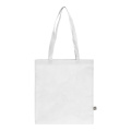 R-PET kantokassi non-woven pitkillä kahvoilla 38 x 42 cm 75g/m², valkoinen