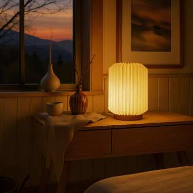 Coollux kokoontaitettava paperinen LED-valaisin Aurora puisella jalustalla, 22 cm, luonto, tuotekuva (3)