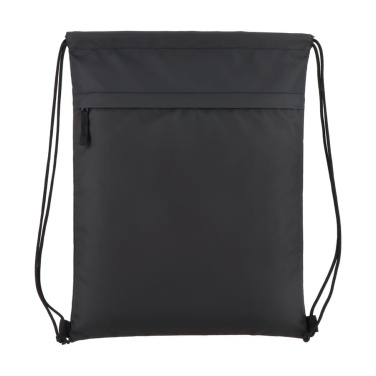 PU-pinnoitettu R-PET 600D kiristysnauhakassi 33 x 42 cm, musta, tuotekuva (3)