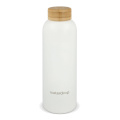 Waterdrop ruostumattomasta teräksestä valmistettu pullo bambukorkilla 600 ml, valkoinen