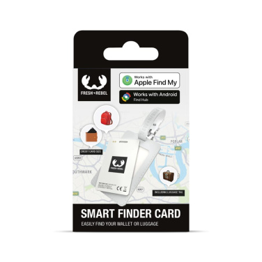Fresh 'n Rebel Card Finder ja matkatavaratunniste Applelle ja Googlelle, vaaleanharmaa, tuotekuva (4)