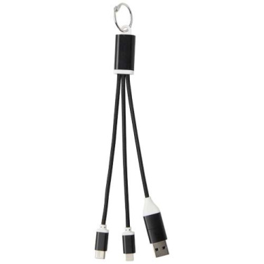 Metal kierrätetystä alumiinista valmistettu 4-in-1-latauskaapeli avaimenperällä, Tasainen musta, tuotekuva (1)