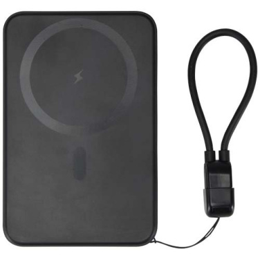 SMART 5000 mAh magneettinen kaulanauhavaravirta kierrätysmuovista, Musta, tuotekuva (2)