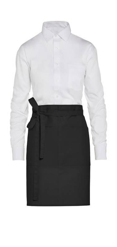 BRYSSEL - Lyhyt kierrätetystä materiaalista valmistettu bistroesiliina taskulla, musta - SG Accessories - BISTRO (1)