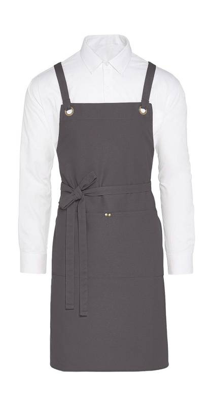 PROVENCE - Ristikkäisillä silmukoilla varustettu esiliina taskulla, harmaa - SG Accessories - BISTRO (1)