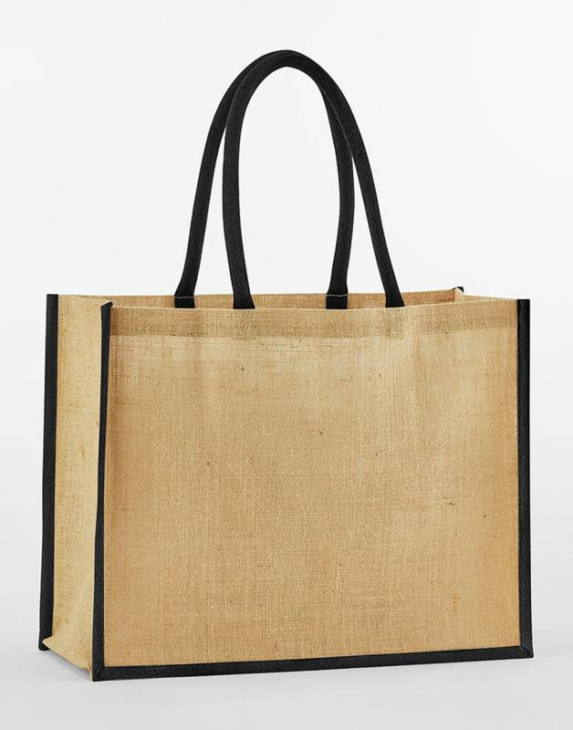 Luonnonvärinen tärkätty juutti Classic Shopper -laukku, luonnonvärinen/musta - Westford Mill (1)