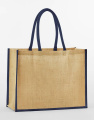 Luonnonvärinen tärkätty juutti Classic Shopper -laukku, luonnonvärinen, Luonnonvärinen/Tummansininen