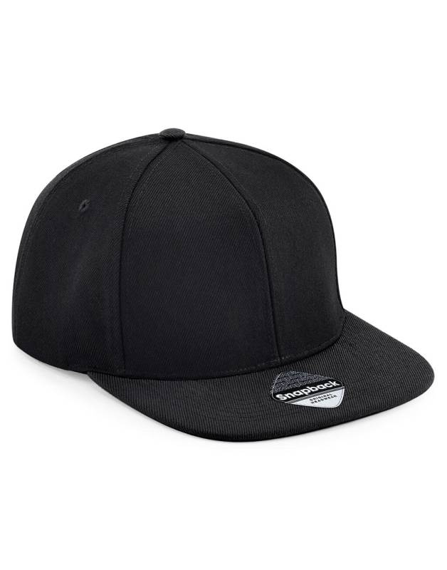 Alkuperäinen Flat Peak 6 Panel Snapback -lippis, musta/musta - Beechfield (1)