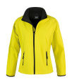 Naisten tulostettava softshell-takki, Keltainen/musta