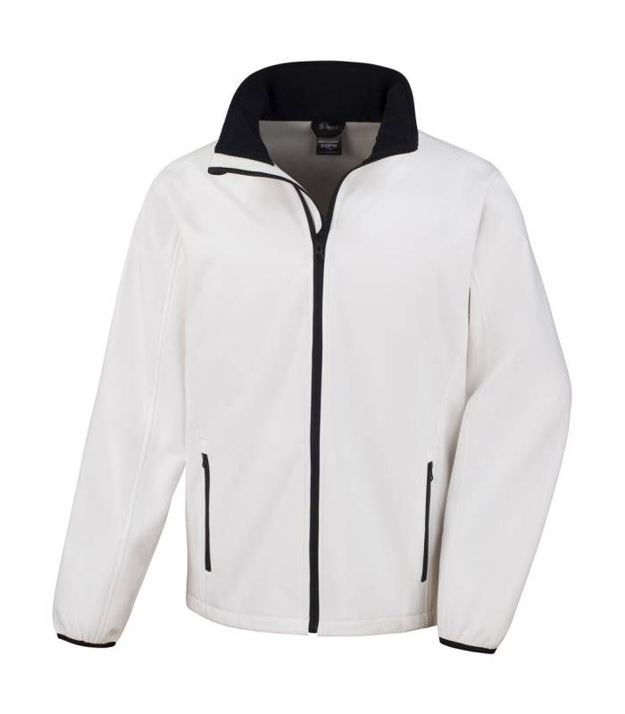 Tulostettava softshell-takki, valkoinen/musta – Result Core (1)
