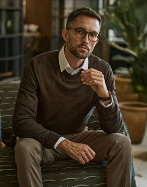 Miesten pyöreäkauluksinen neulepusero, tummansininen – Tee Jays (2)