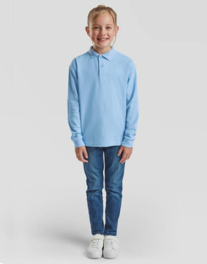 Lasten 65/35 pitkähihainen poolopaita, syvä tummansininen – Fruit of the Loom, Syvän laivastonsininen (4)