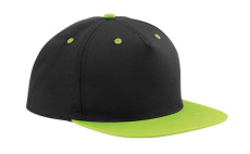 5-paneelinen kontrastihihainen snapback-lippis, musta/limenvihreä