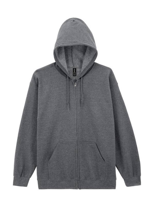 Heavy Blend -huppari aikuisille, täyspitkä vetoketju, hupullinen, Grafiittikangas – Gildan (1)