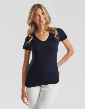 Naisten Valueweight V-aukkoinen T-paita, musta – Fruit of the Loom (2)